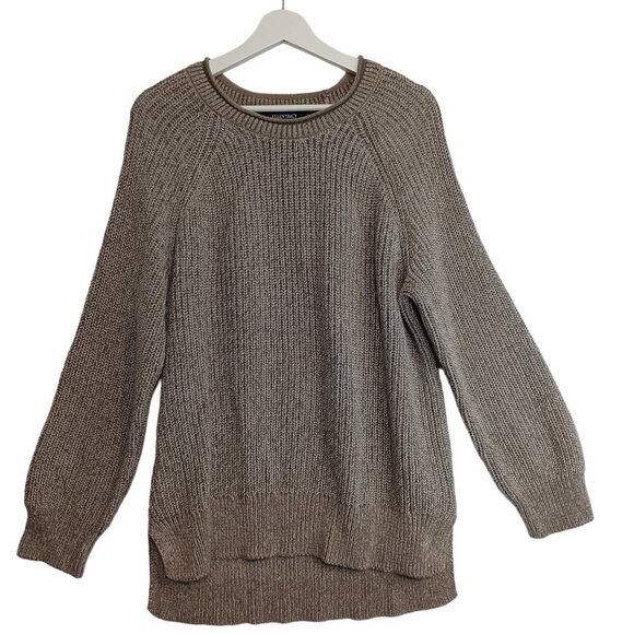 Ellen Tracy Sweater Chunky Knit Pullover Cotton Blend Oatmeal Marl Womens XL - Picture 1 of 10